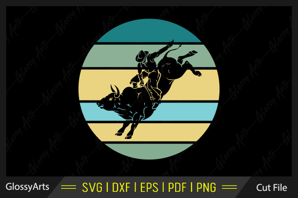 Bull Riding Cowboy Western Svg Cut File